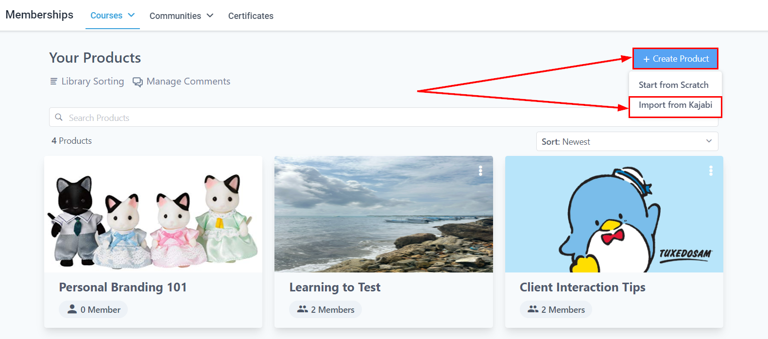 Importing Courses from Kajabi – figure 1