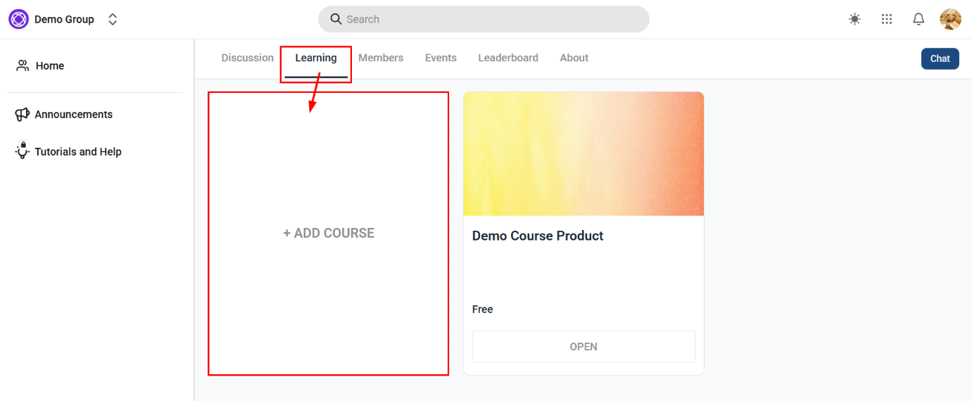 Learning Tab (Courses) – figure 1