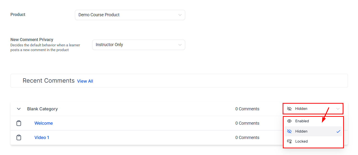 Manage Your Course Comments – figure 4