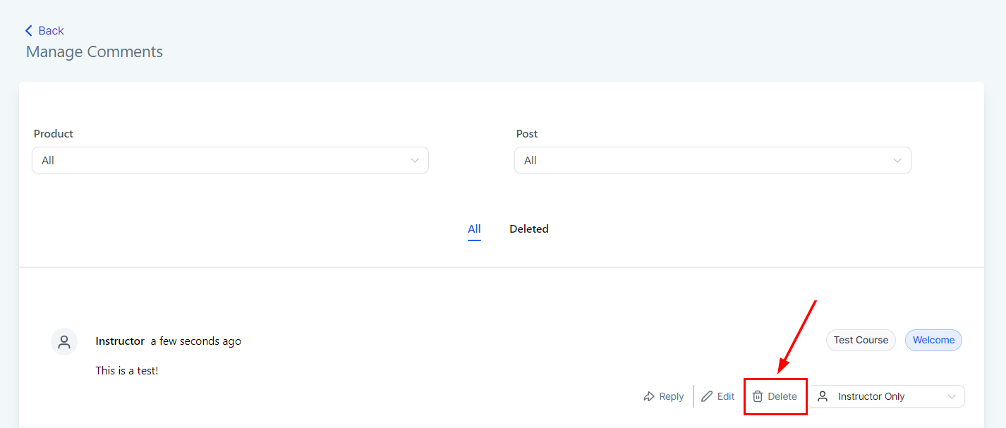 Manage Your Course Comments – figure 7