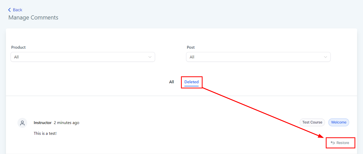 Manage Your Course Comments – figure 8