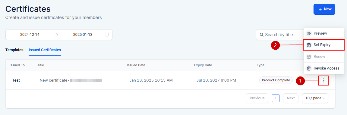 Setting the Expiry Date on Certificates – figure 7