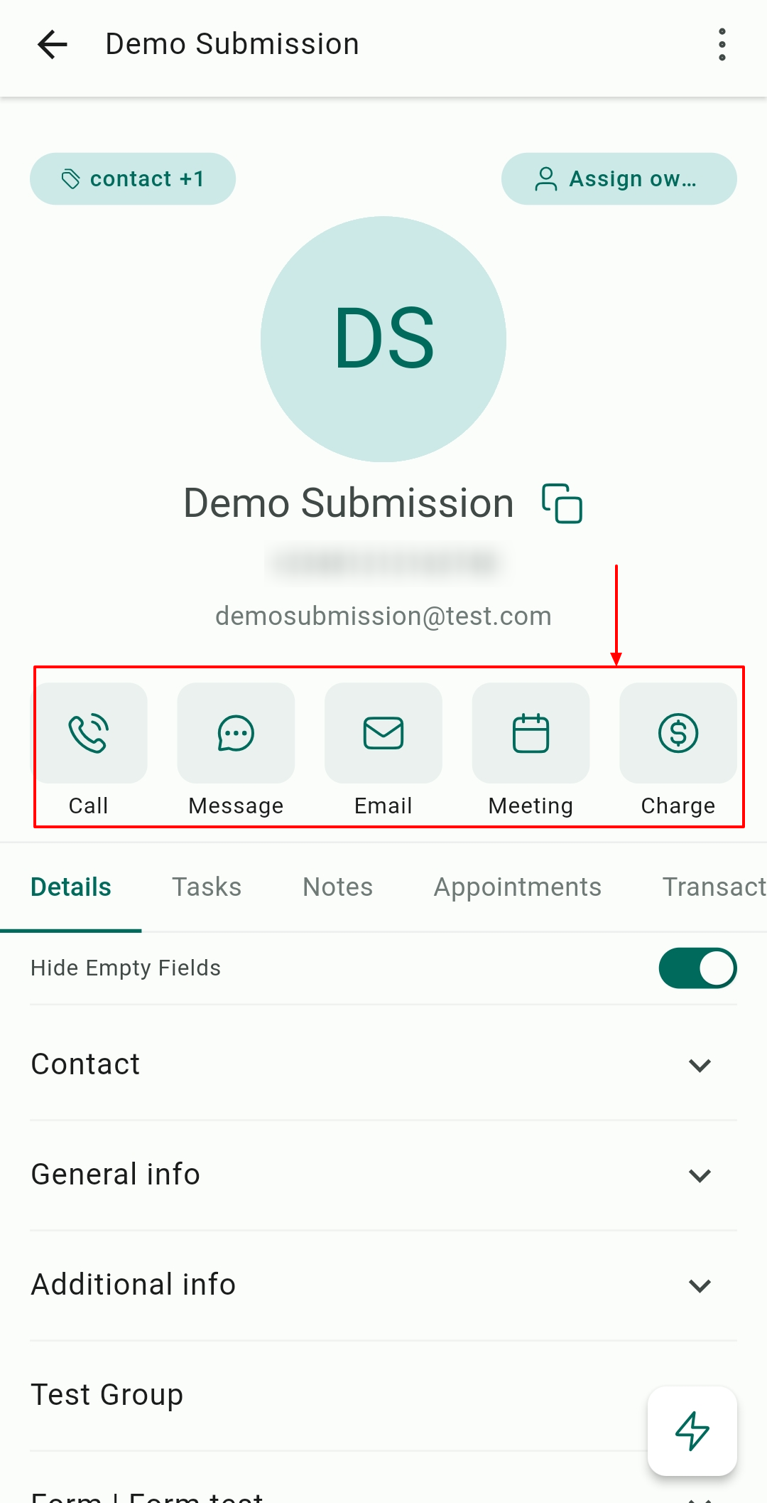 Contacts on the Mobile App – figure 7