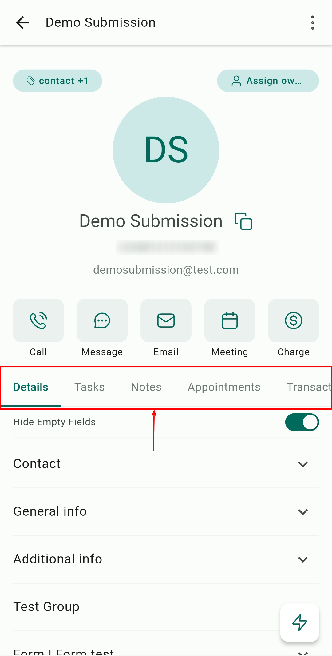 Contacts on the Mobile App – figure 8