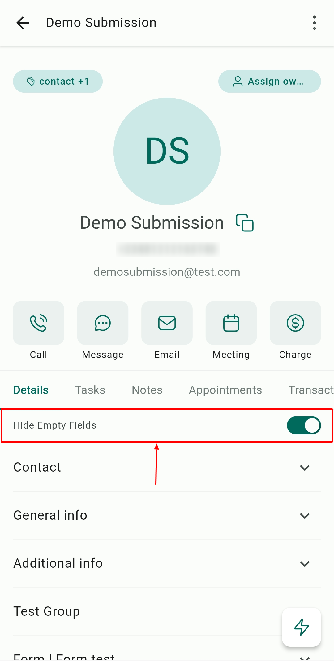 Contacts on the Mobile App – figure 9