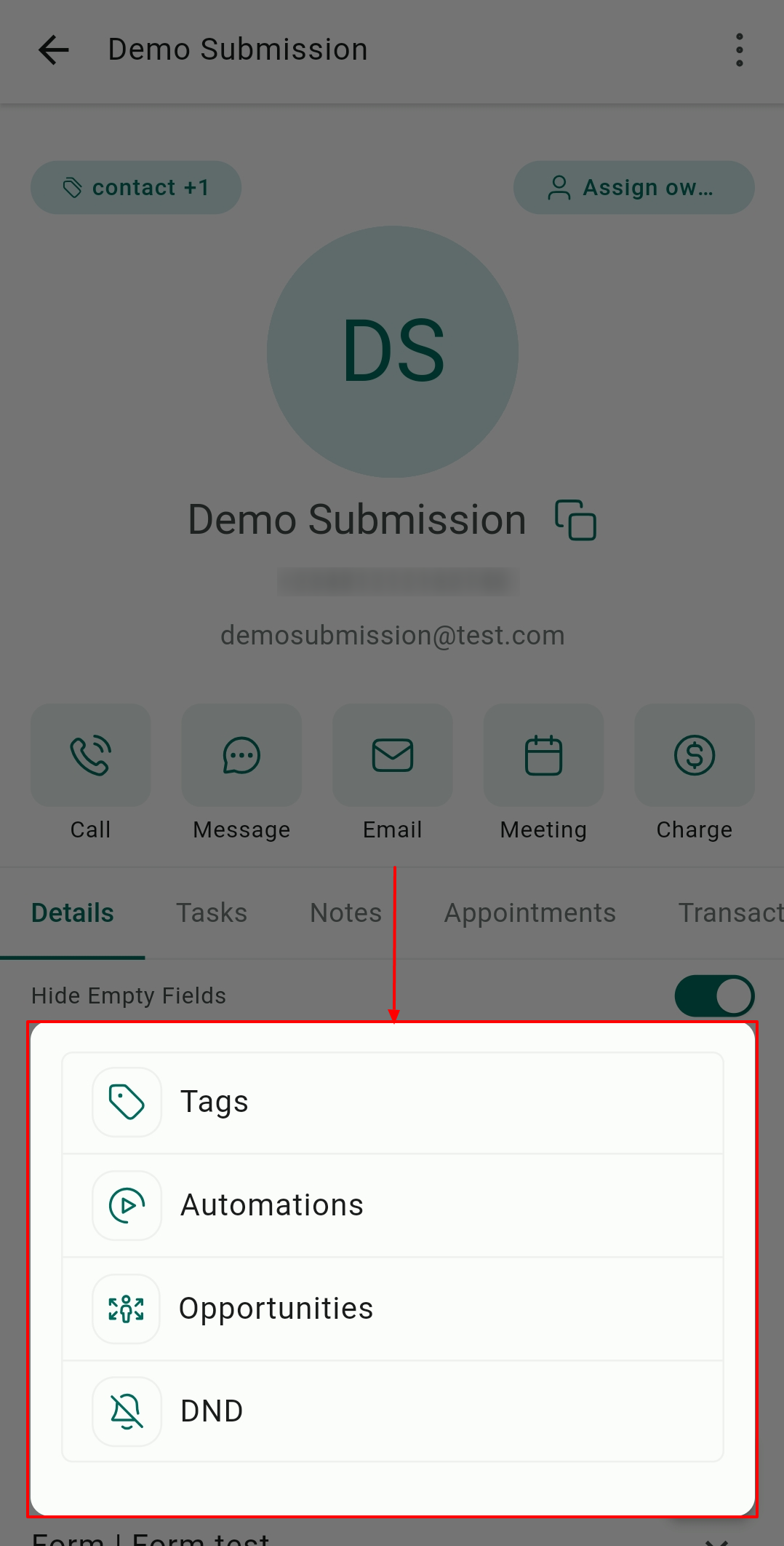 Contacts on the Mobile App – figure 11