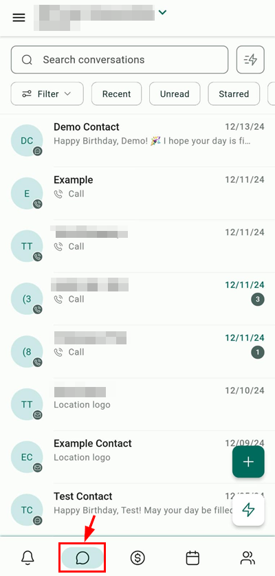 Conversations in the Mobile App – figure 1