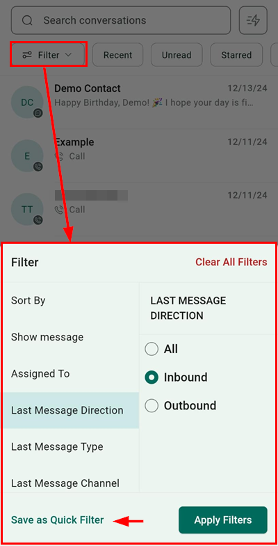 Conversations in the Mobile App – figure 4