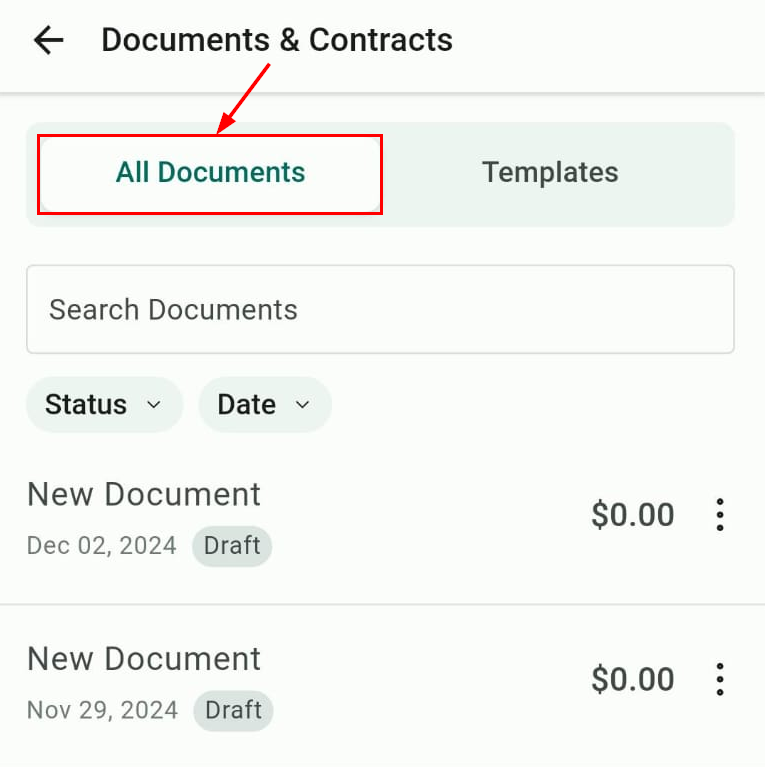 Documents & Contracts on the Mobile App – figure 3