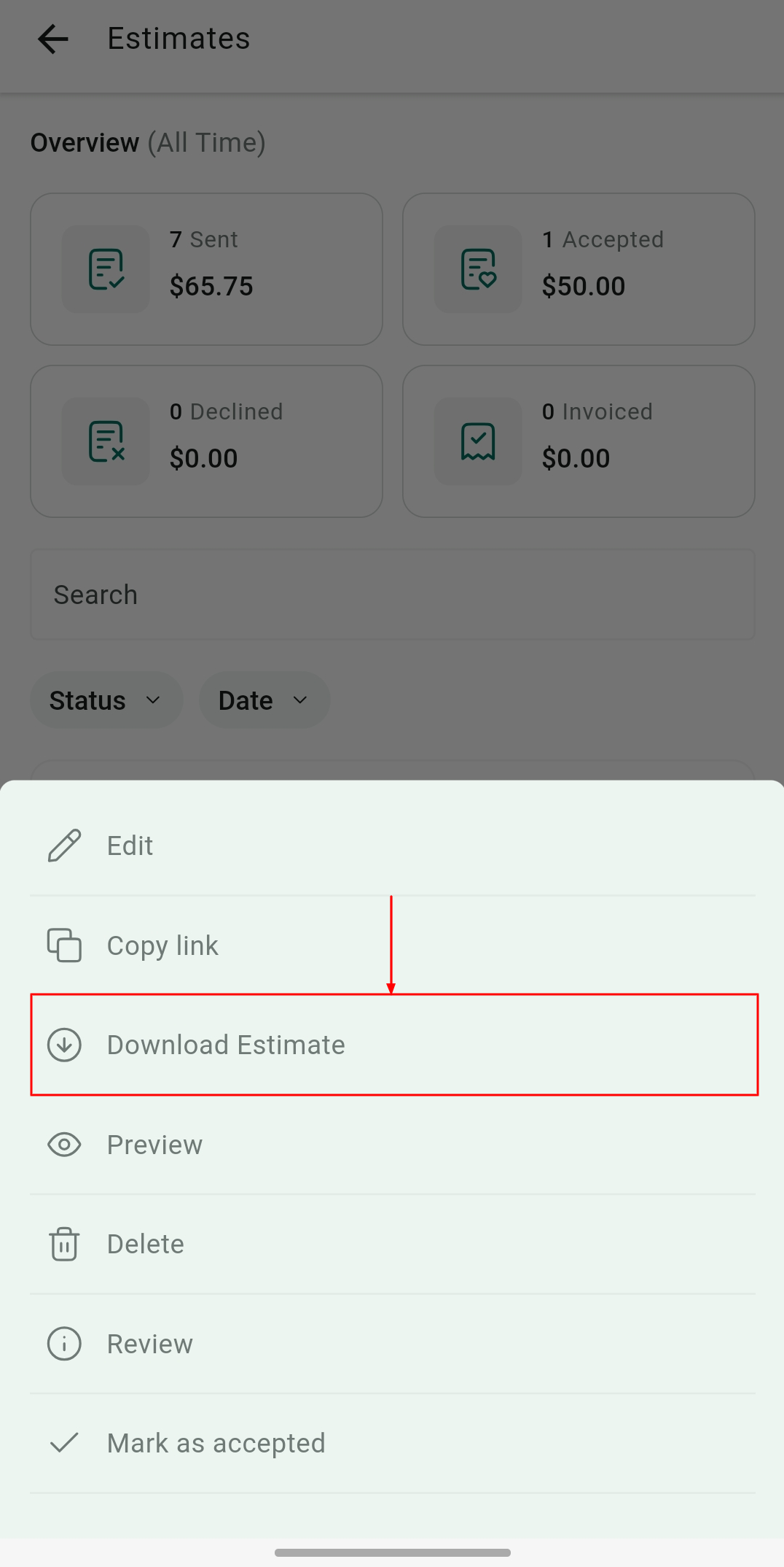 How to Download Estimates on the Mobile App – figure 3