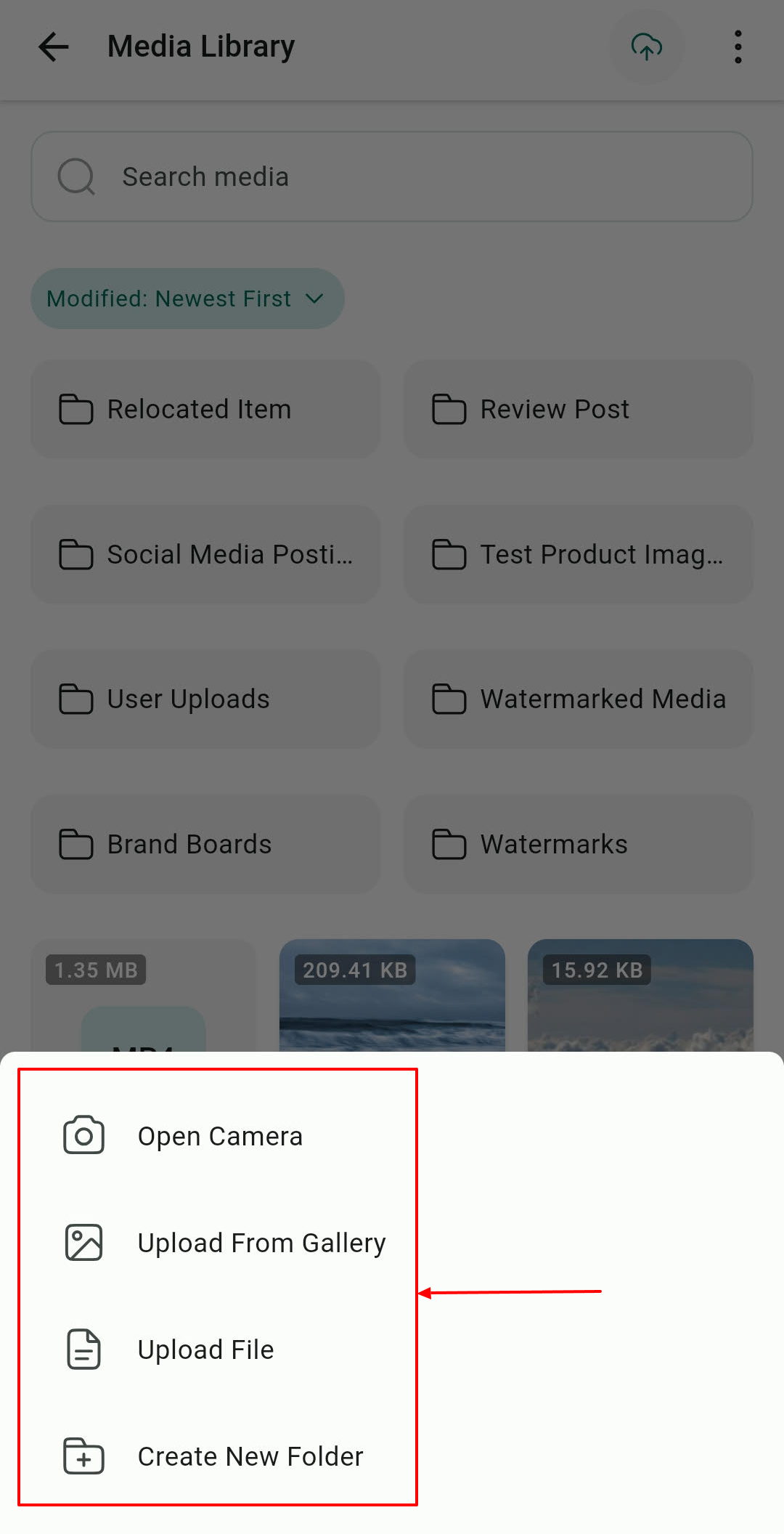 Media Library in the Mobile App – figure 7