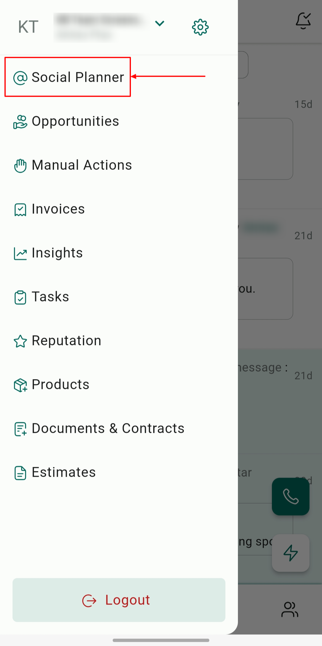 Social Planner on the Mobile App – figure 1