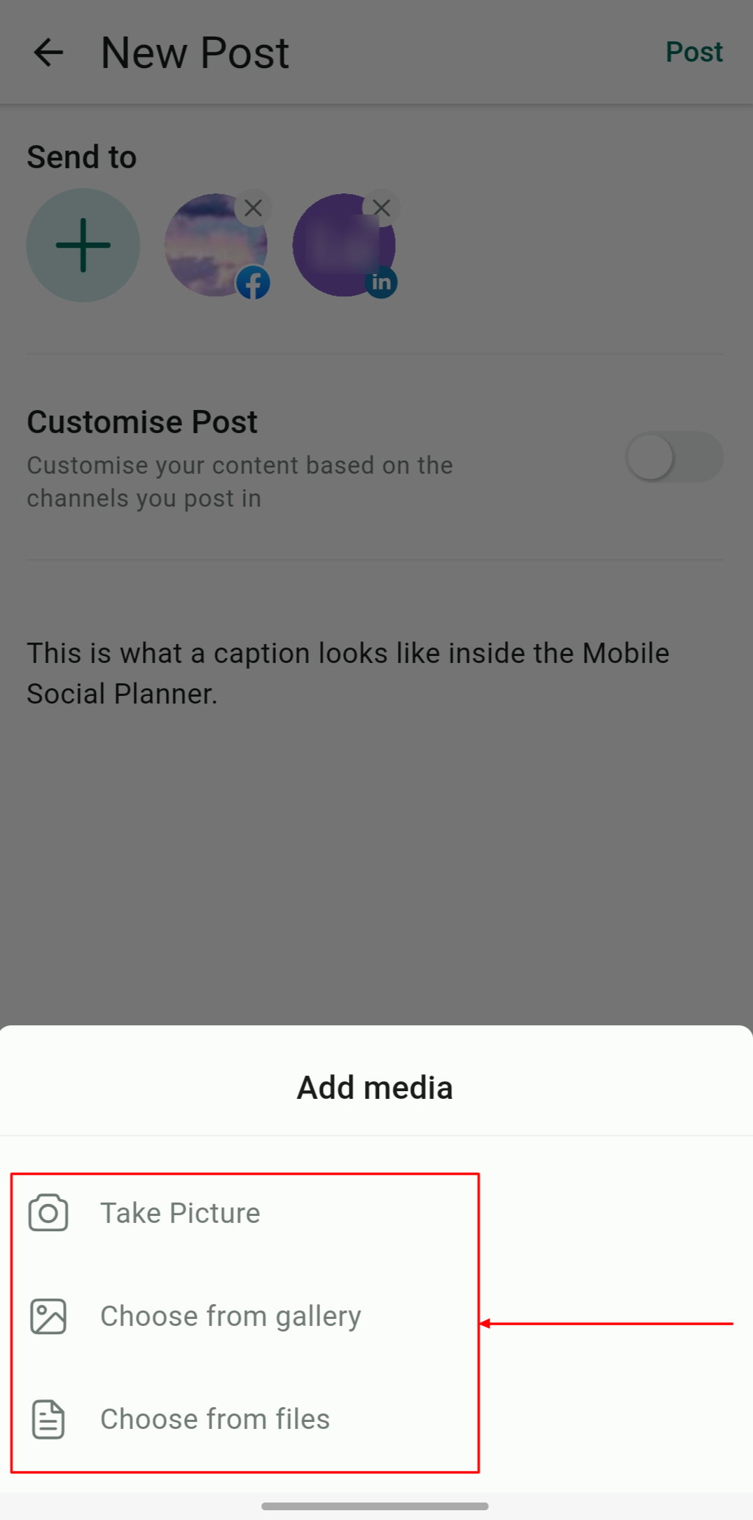 Social Planner on the Mobile App – figure 9