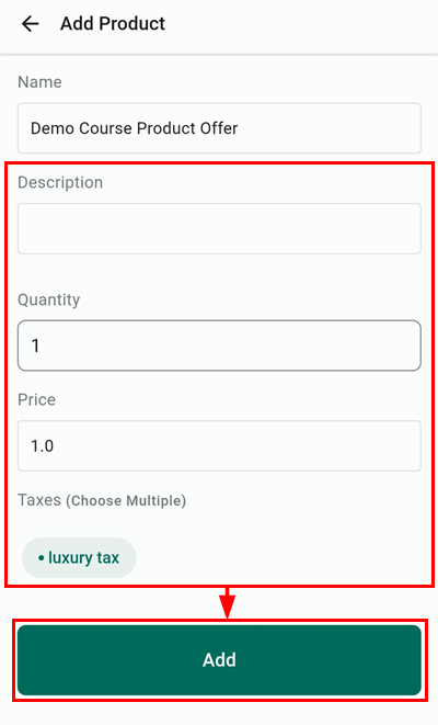 Taxes & Discounts for Sales on the Mobile App – figure 7