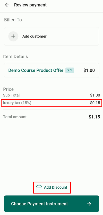 Taxes & Discounts for Sales on the Mobile App – figure 9