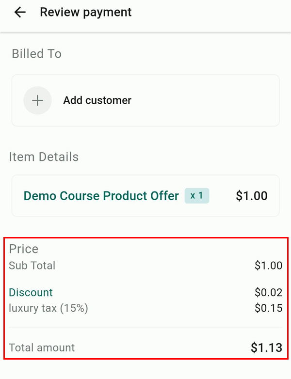 Taxes & Discounts for Sales on the Mobile App – figure 11