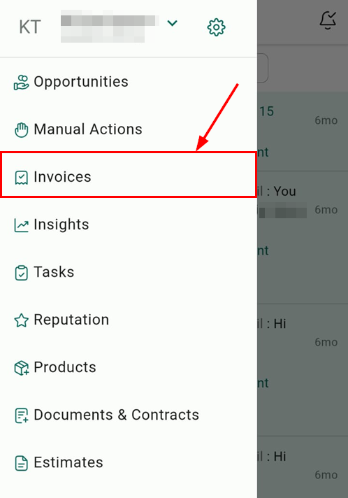 View Invoices & Receipts on the Mobile App – figure 1