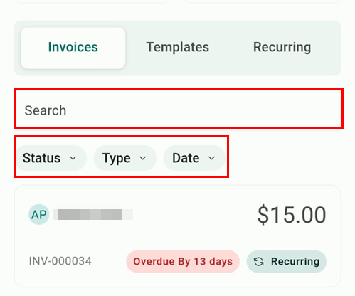 View Invoices & Receipts on the Mobile App – figure 3