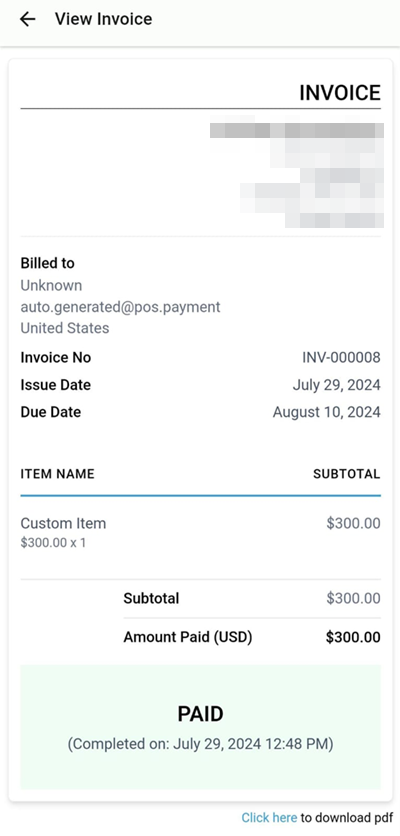 View Invoices & Receipts on the Mobile App – figure 13