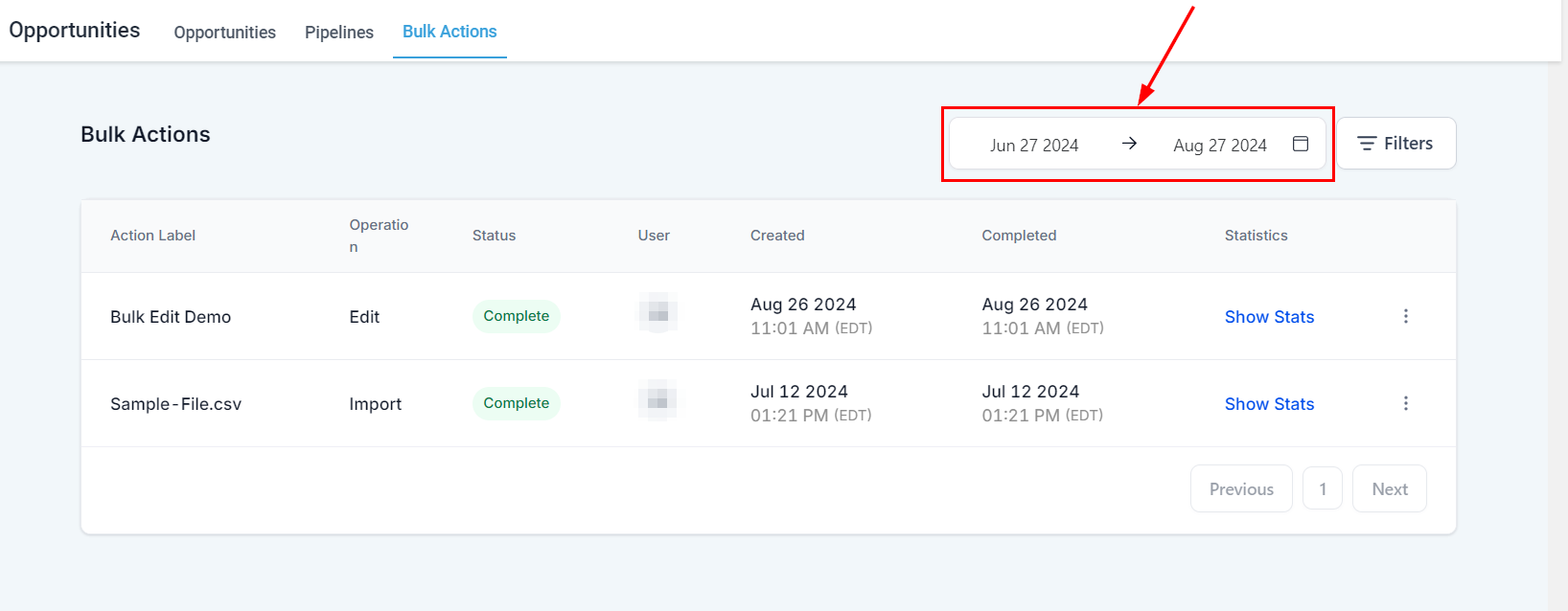 Bulk Actions in Opportunities Overview – figure 2