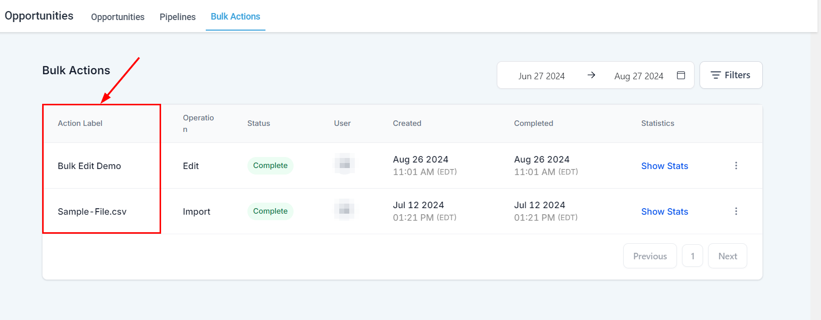 Bulk Actions in Opportunities Overview – figure 4