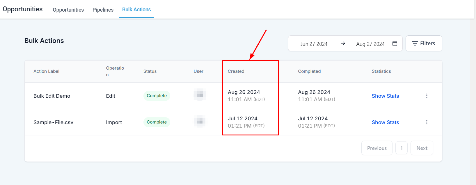 Bulk Actions in Opportunities Overview – figure 8