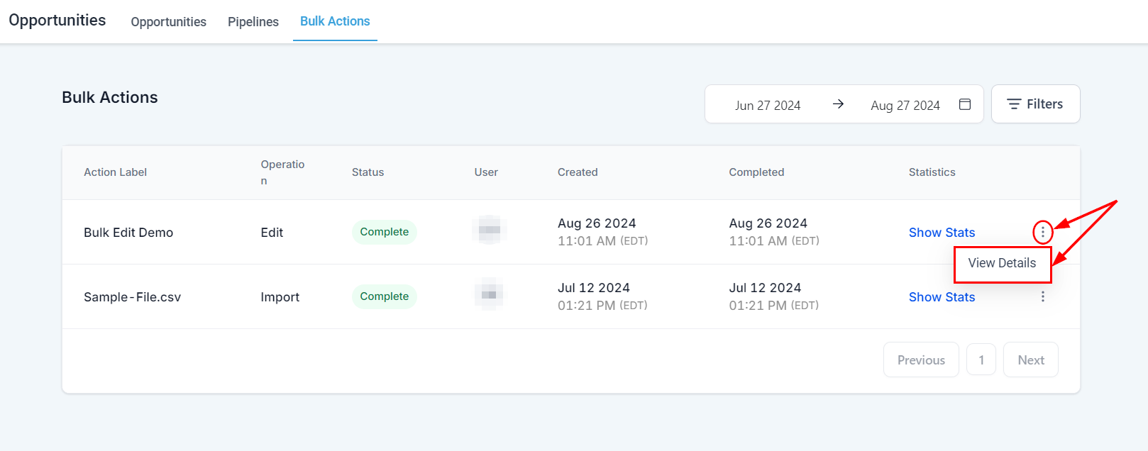 Bulk Actions in Opportunities Overview – figure 11