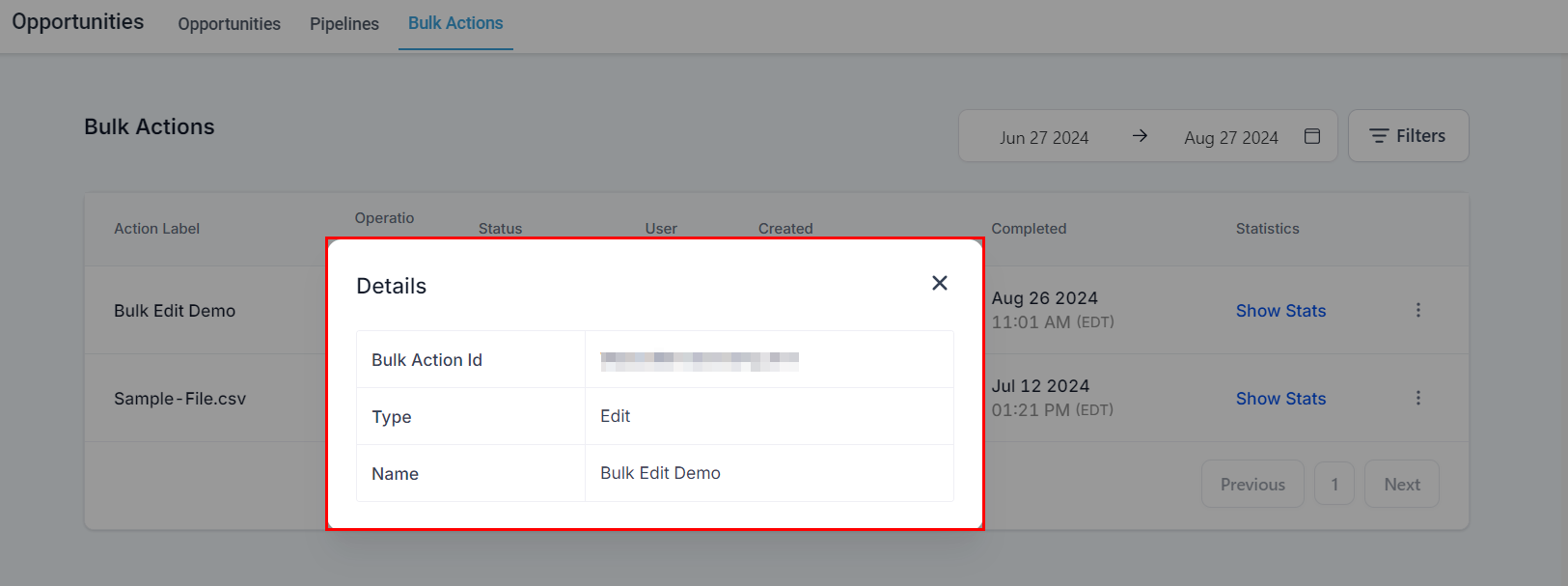 Bulk Actions in Opportunities Overview – figure 12