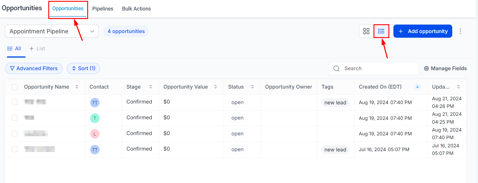 How to Bulk Edit Opportunities – figure 1