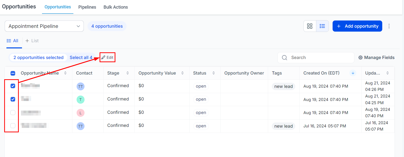 How to Bulk Edit Opportunities – figure 2