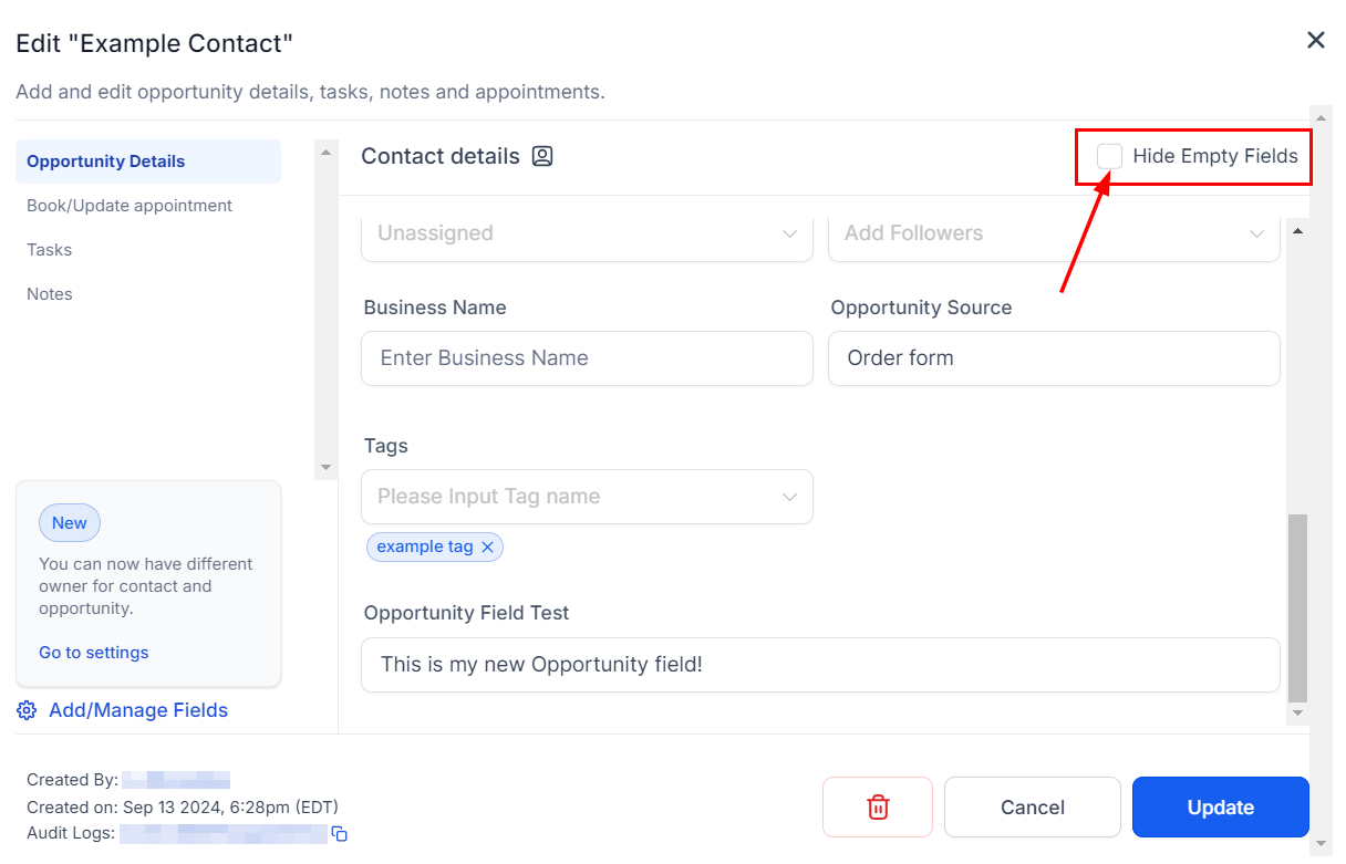 How to use Custom Fields for Opportunities – figure 5