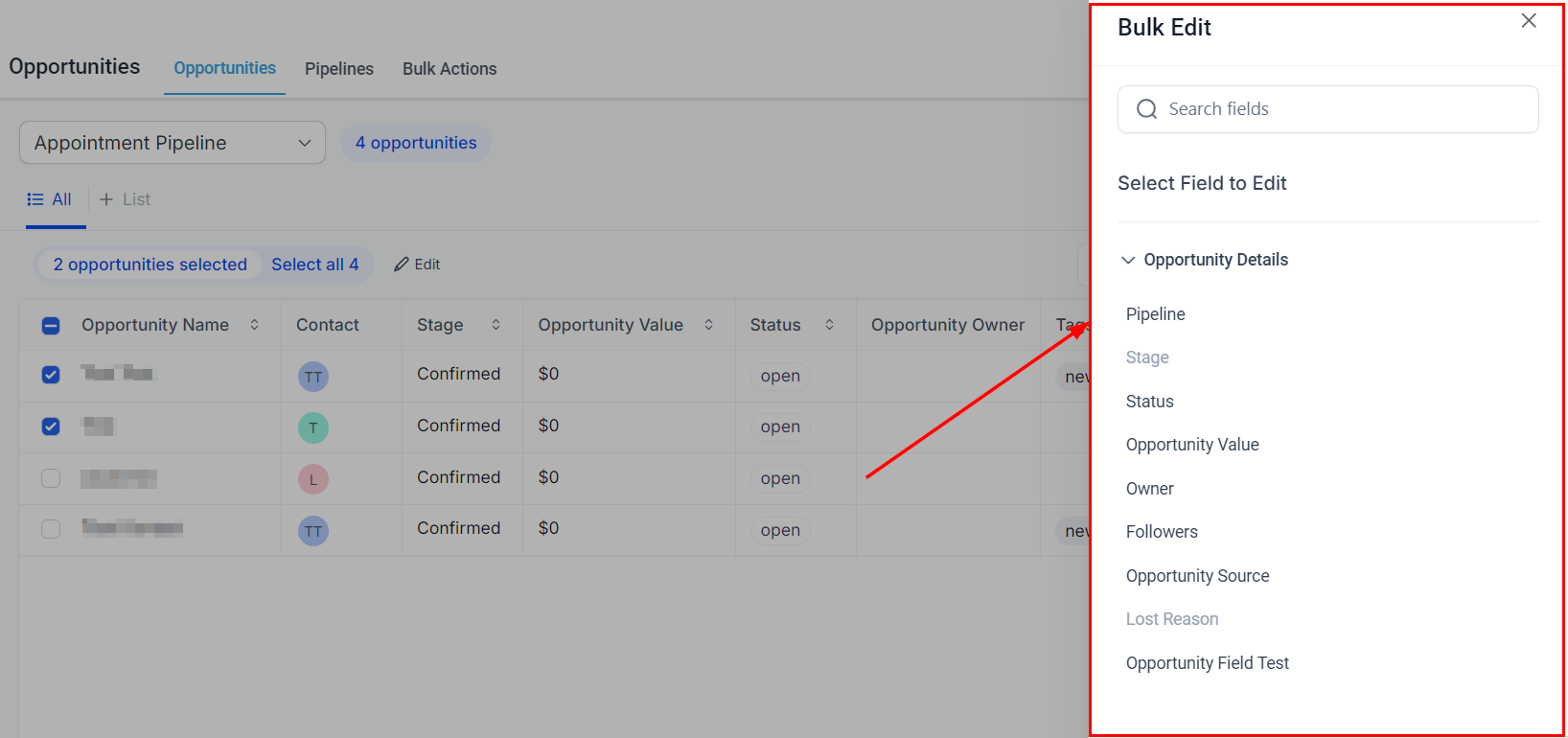 List View in Opportunities – figure 4