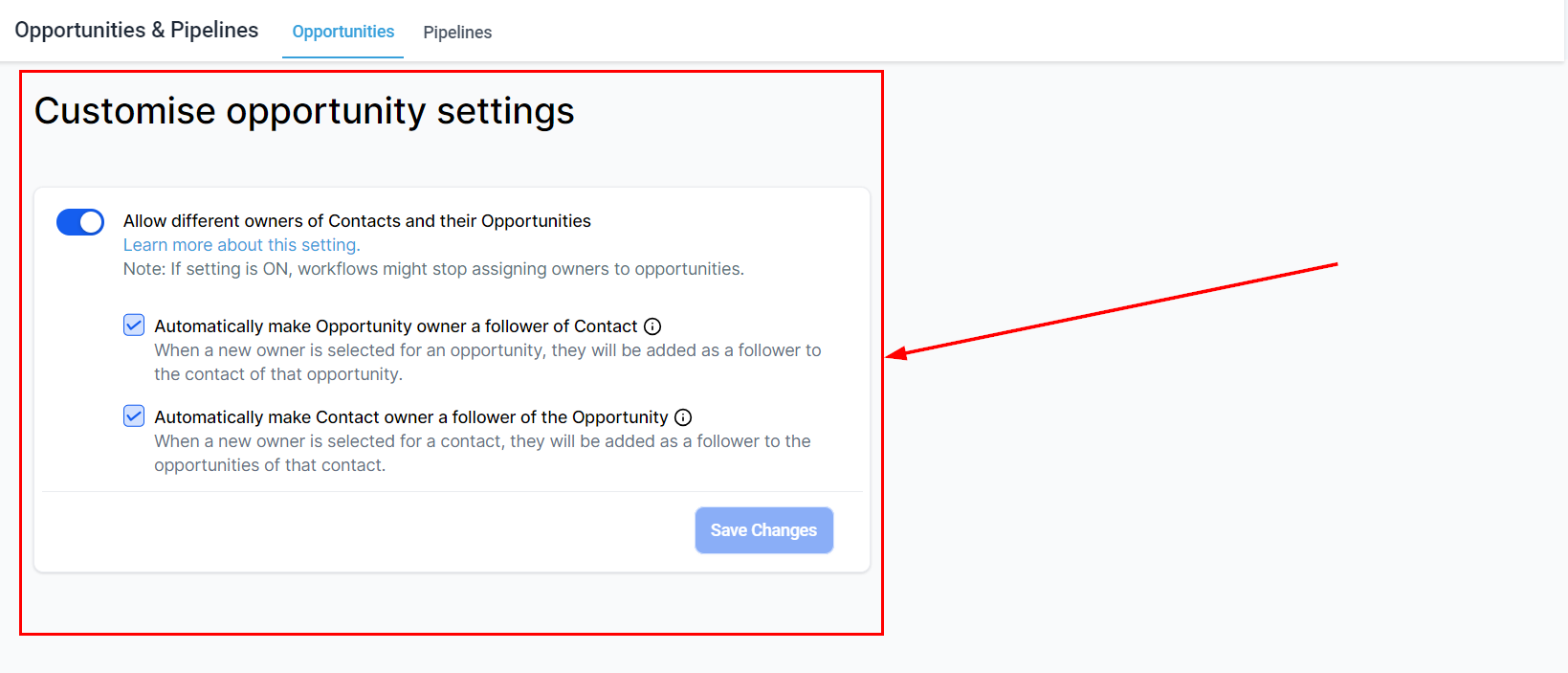 Opportunity Settings – figure 1