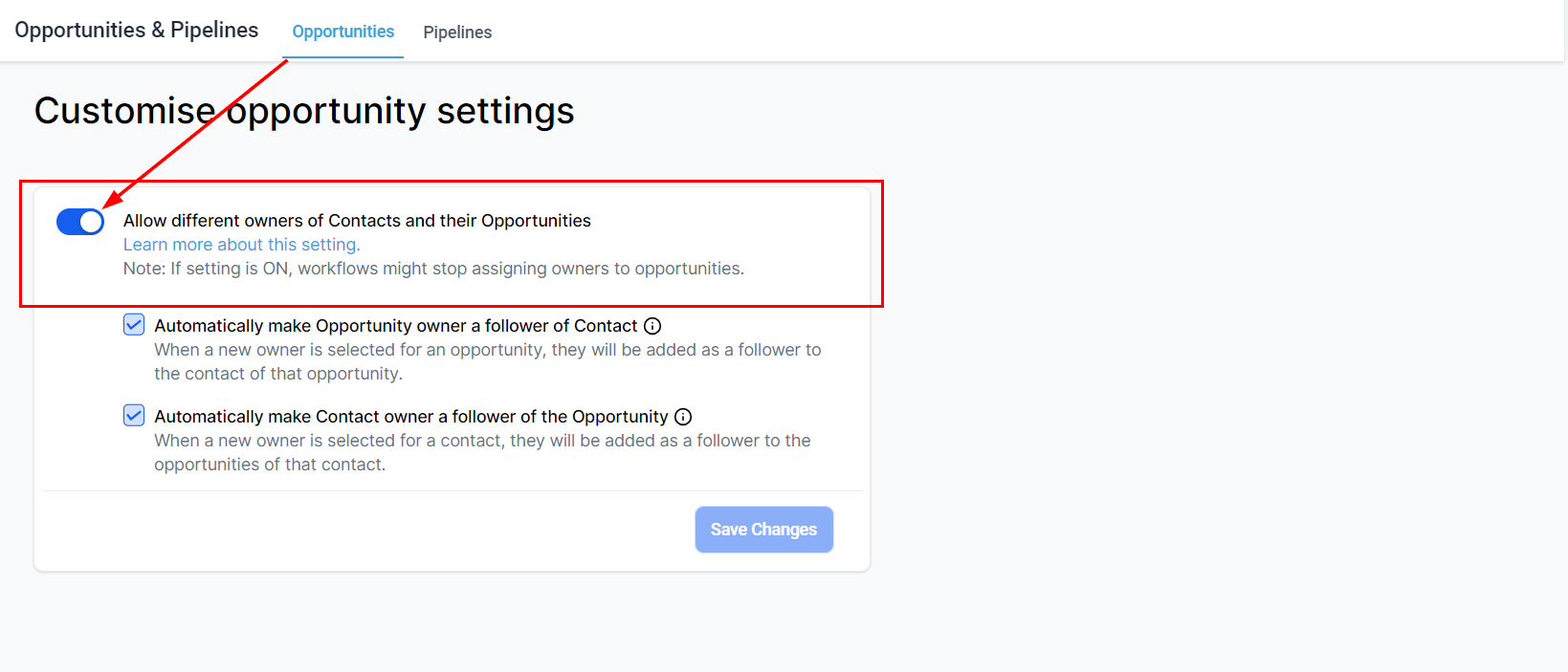 Opportunity Settings – figure 2