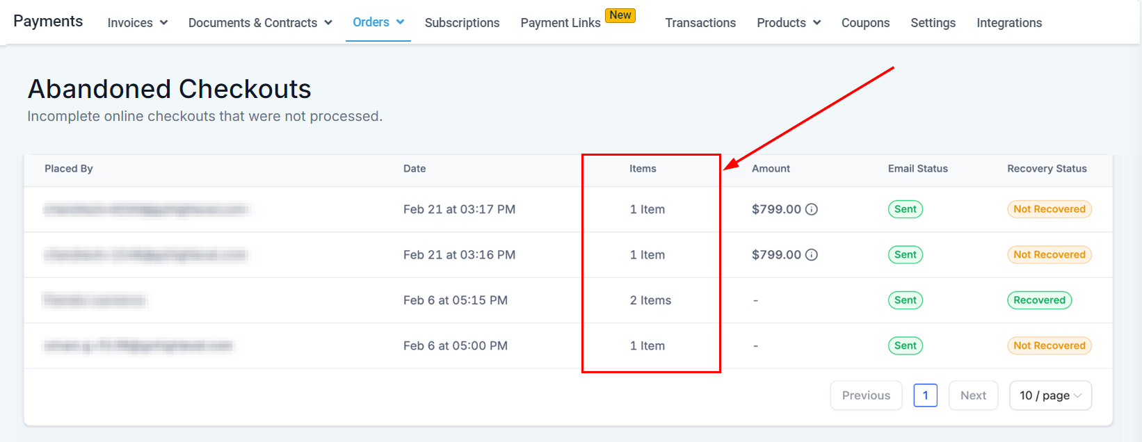 Abandoned Checkout in Orders – figure 4