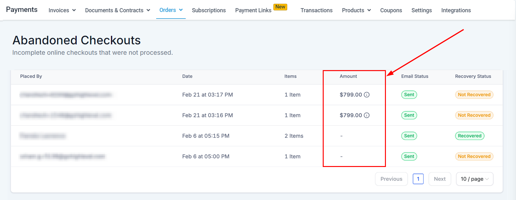 Abandoned Checkout in Orders – figure 5