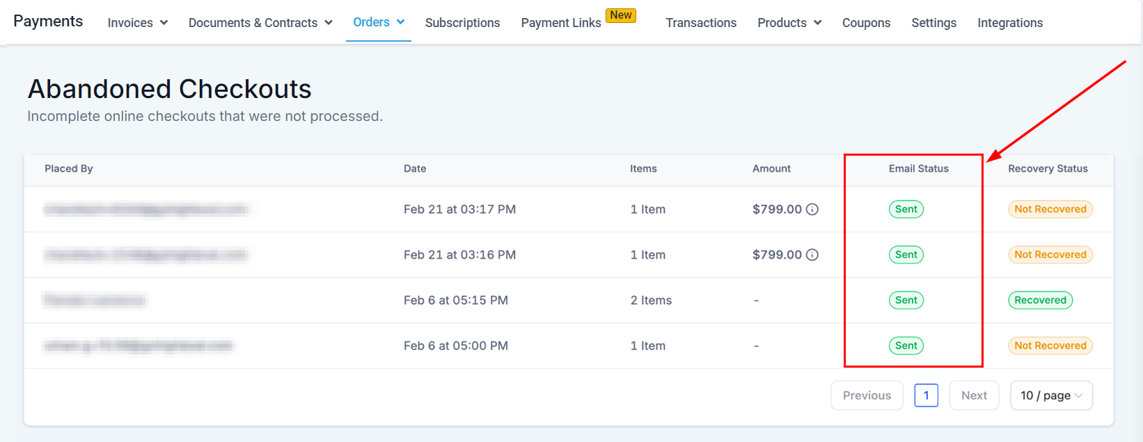 Abandoned Checkout in Orders – figure 6