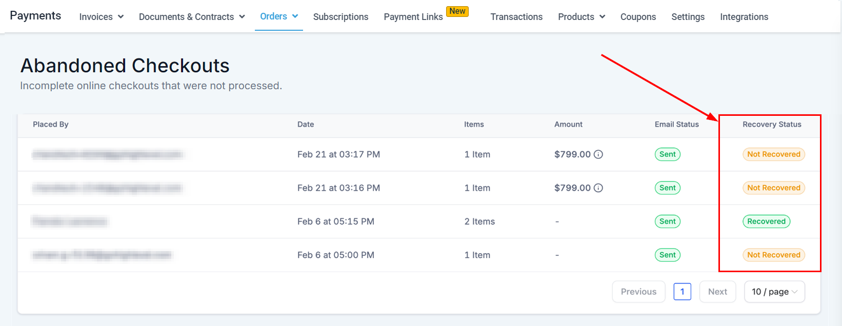 Abandoned Checkout in Orders – figure 7