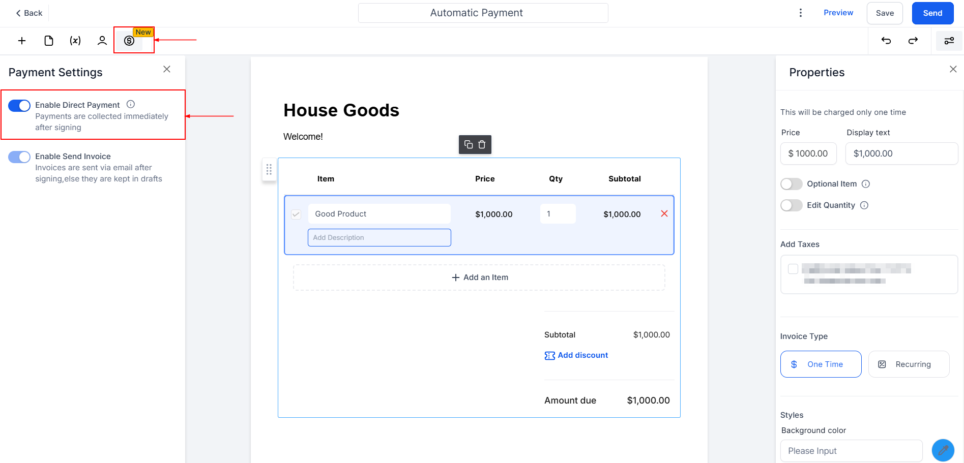 Automatic Invoice Creation – figure 5