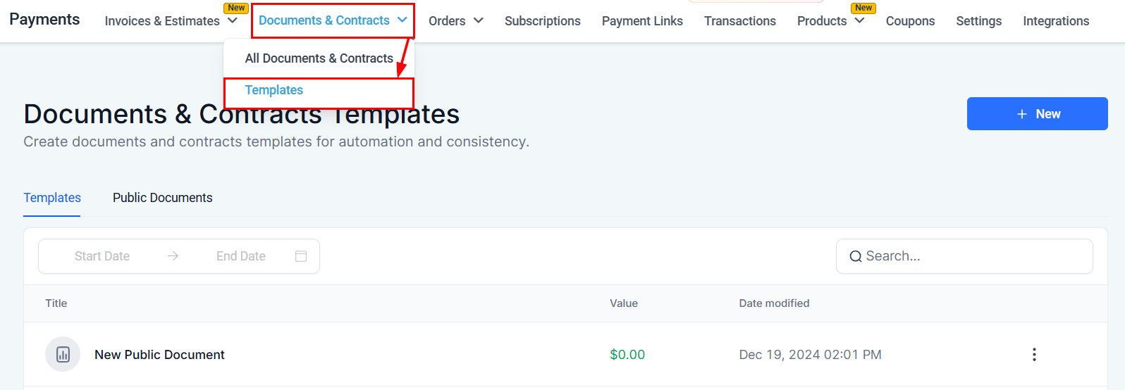 How to Create a Public Document – figure 1