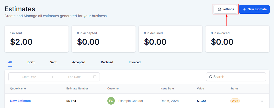 How to Create an Estimate – figure 2