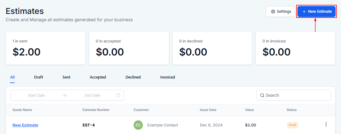 How to Create an Estimate – figure 3