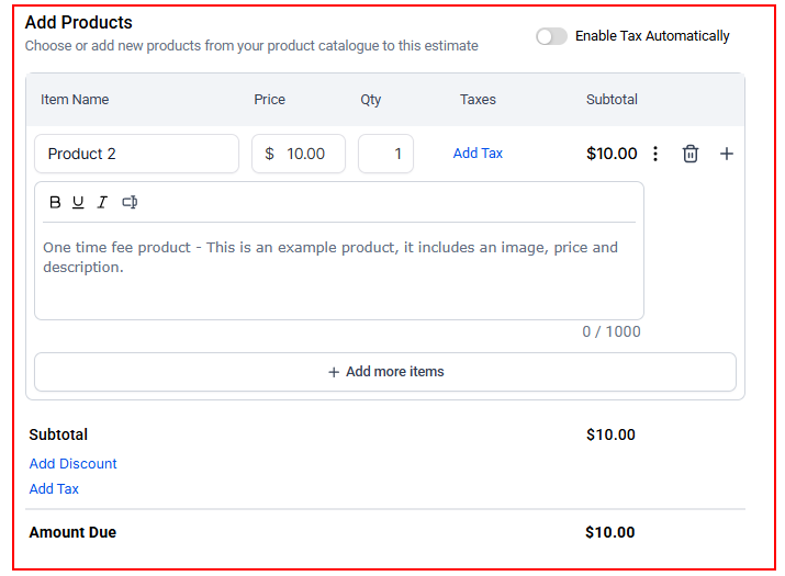 How to Create an Estimate – figure 5