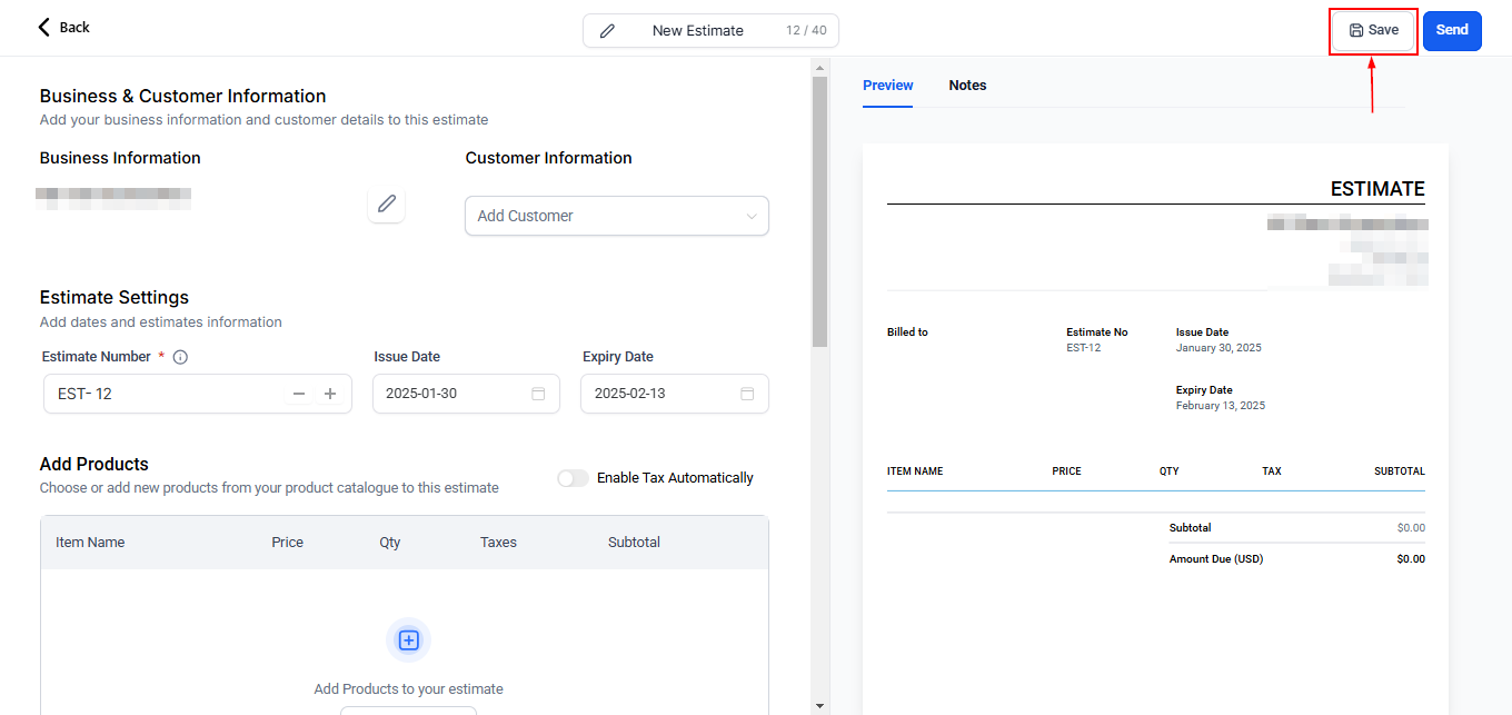 How to Create an Estimate – figure 8