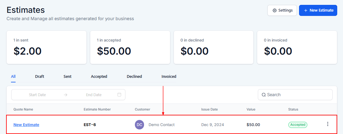 How to Create an Estimate – figure 13