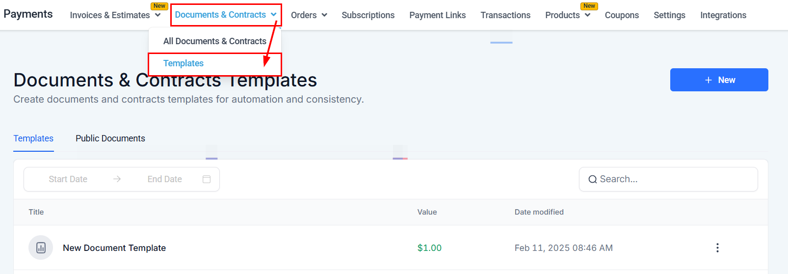How to Set Up a Payment Plan in Documents & Contracts – figure 1