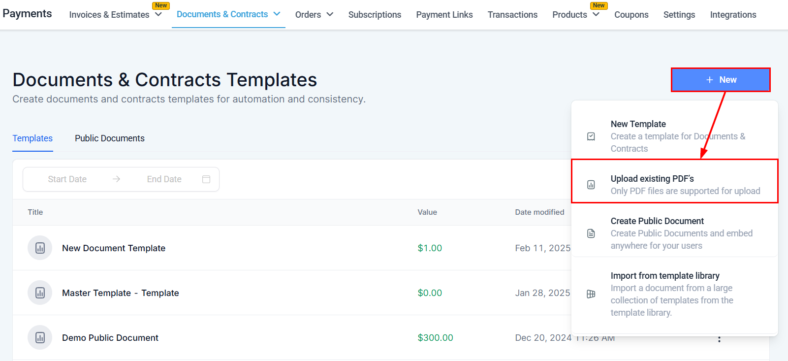 How to Upload PDFs for Documents & Contracts – figure 1
