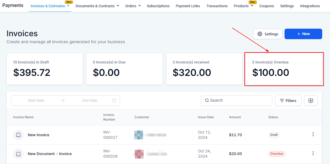 Invoices Overview – figure 8