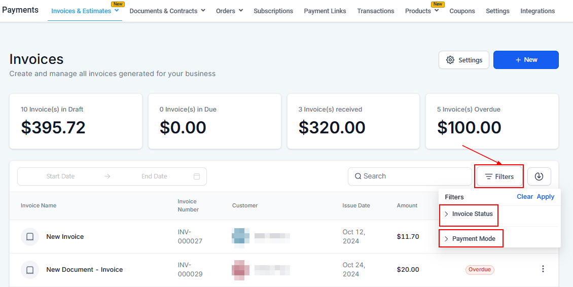 Invoices Overview – figure 11