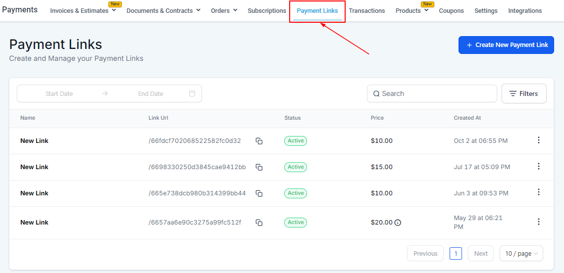 Payment Links Overview – figure 1